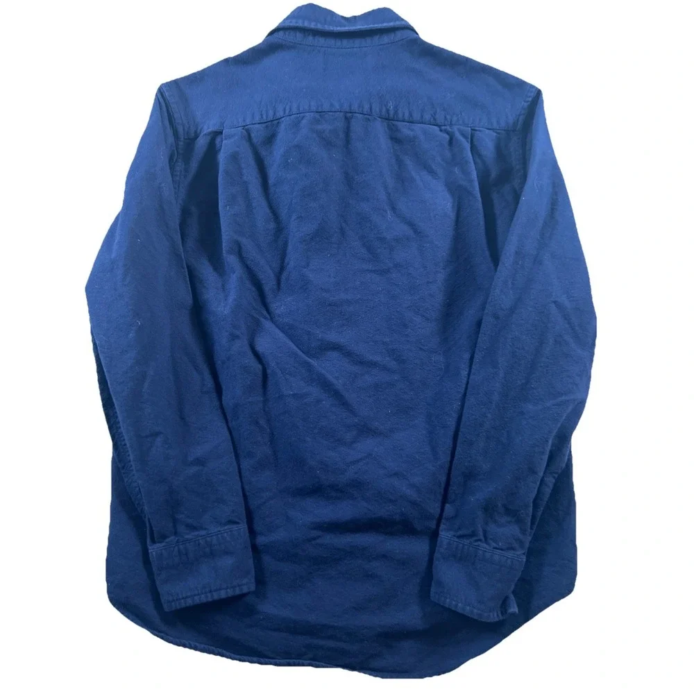 Ralph Lauren Polo Flannel Shirt‎ Boys Medium 10/12 Navy Blue Solid Long Sleeve